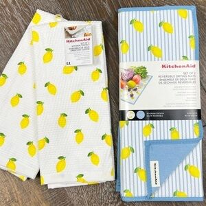 KitchenAid - ‘Lemons - combo bundle’ dish towels(2) & drying mats(2). NWT. Firm!